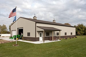 Barn with Tractor and Flag