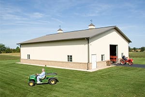 Pole Barn with Lawnmower